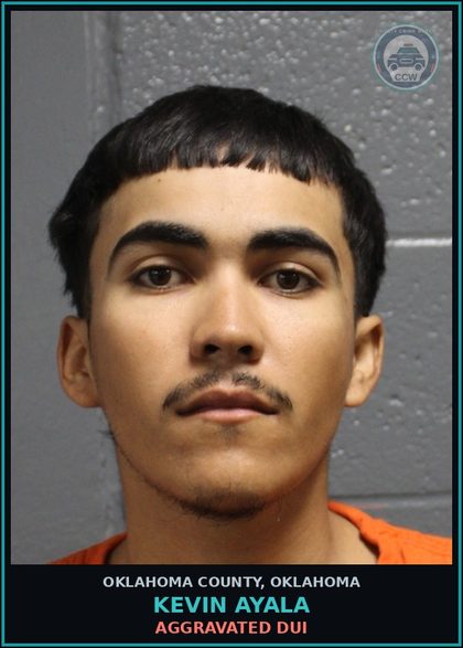 CCW arrest card for Kevin Ayala in Oklahoma County: FAILURE TO STOP AT STOP SIGN
