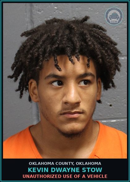 CCW arrest card for Kevin Dwayne Stow in Oklahoma County: UNAUTHORIZED USE OF A VEHICLE