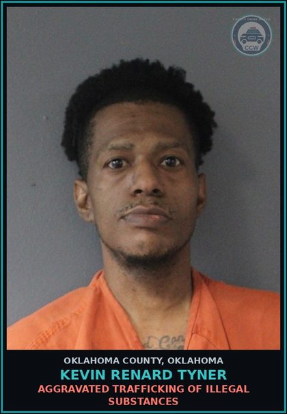 CCW arrest card for Kevin Renard Tyner in Oklahoma County: AGGRAVATED TRAFFICKING OF ILLEGAL DRUGS