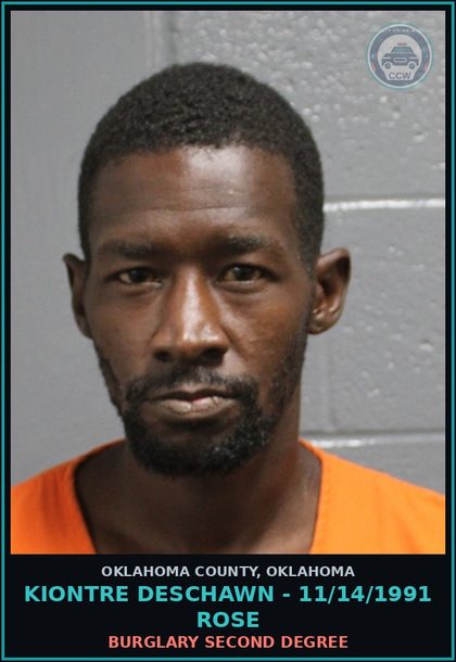 CCW arrest card for Kiontre Deschawn - 11/14/1991 Rose in Oklahoma County: BURGLARY SECOND DEGREE