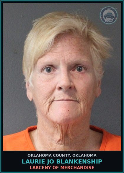 CCW arrest card for Laurie Jo Blankenship in Oklahoma County: LARCENY OF MERCHANDISE