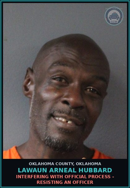 CCW arrest card for Lawaun Arneal Hubbard in Oklahoma County: PUBLIC DRUNKENNESS