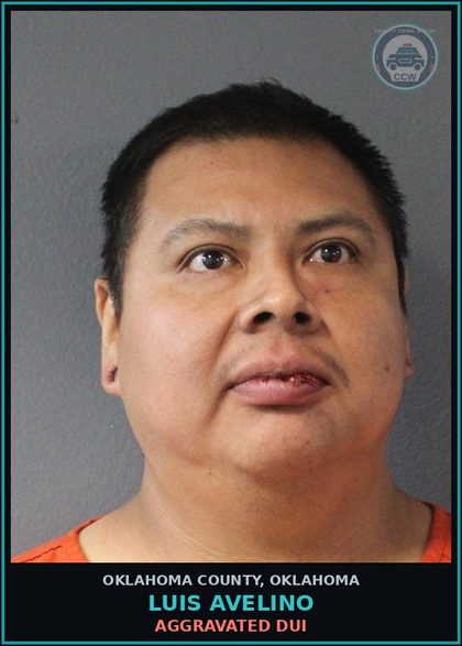 CCW arrest card for Luis Avelino in Oklahoma County: LEAVING SCENE OF ACCIDENT INVOLVING DAMAGE