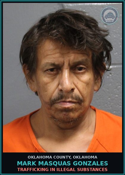 CCW arrest card for Mark Masquas Gonzales in Oklahoma County: FAILURE TO WEAR SEAT BELT