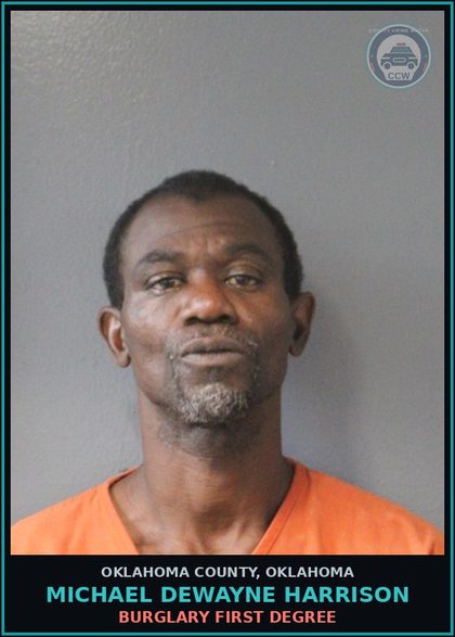 CCW arrest card for Michael Dewayne Harrison in Oklahoma County: THREATEN TO PERFORM ACT OF VIOLENCE