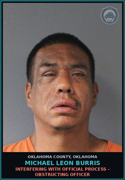CCW arrest card for Michael Leon Burris in Oklahoma County: DESTROYING PROPERTY - PRIVATE OR PUBLIC
