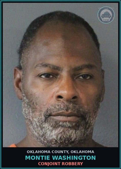 CCW arrest card for Montie Washington in Oklahoma County: CARRY OR POSSESS FIREARM BY CONVICTED FELON