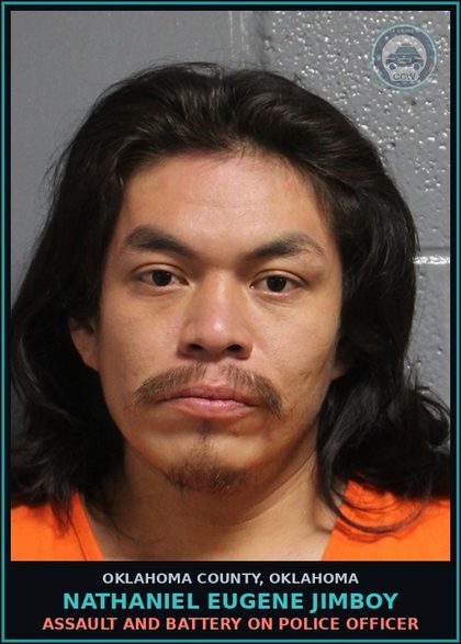 CCW arrest card for Nathaniel Eugene Jimboy in Oklahoma County: THREATEN TO PERFORM ACT OF VIOLENCE
