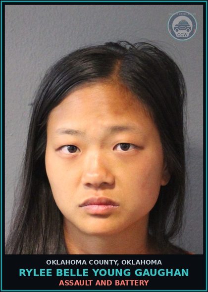 CCW arrest card for Rylee Belle Young Gaughan in Oklahoma County: MALICIOUS INJURY OR DESTRUCTION OF PROPERTY $1,000 OR MORE