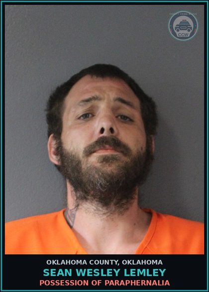 CCW arrest card for Sean Wesley Lemley in Oklahoma County: RECEIVE, POSSESS OR CONCEAL STOLEN PROPERTY