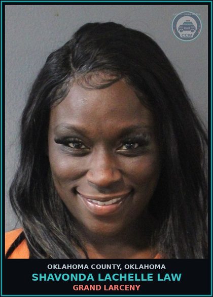 CCW arrest card for Shavonda Lachelle Law in Oklahoma County: GRAND LARCENY