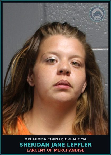 CCW arrest card for Sheridan Jane Leffler in Oklahoma County: DESTROYING PROPERTY - PRIVATE OR PUBLIC
