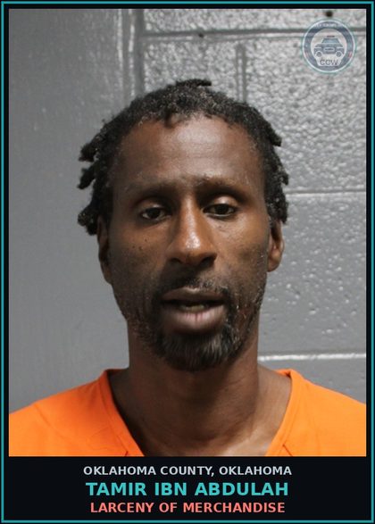 CCW arrest card for Tamir Ibn Abdulah in Oklahoma County: LARCENY OF MERCHANDISE