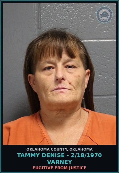 CCW arrest card for Tammy Denise - 2/18/1970 Varney in Oklahoma County: FUGITIVE FROM JUSTICE