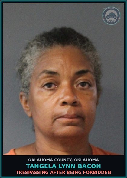 CCW arrest card for Tangela Lynn Bacon in Oklahoma County: BREACH OF PEACE