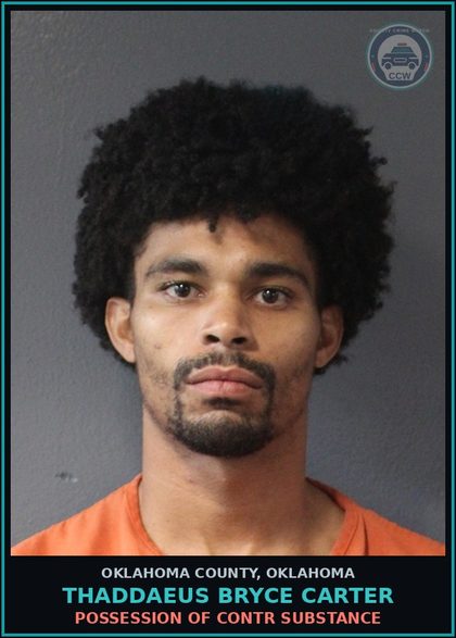 CCW arrest card for Thaddaeus Bryce Carter in Oklahoma County: FALSE PERSONATION OR IMPERSONATING ANOTHER FOR BAIL OR SURETY