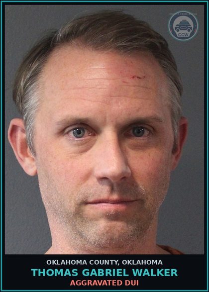 CCW arrest card for Thomas Gabriel Walker in Oklahoma County: AGGRAVATED DUI