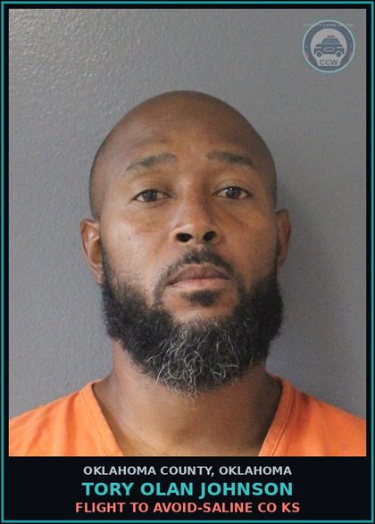 CCW arrest card for Tory Olan Johnson in Oklahoma County: FLIGHT TO AVOID-SALINE CO KS