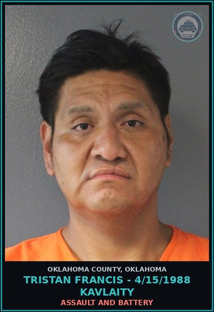 CCW arrest card for Tristan Francis - 4/15/1988 Kavlaity in Oklahoma County: ASSAULT AND BATTERY