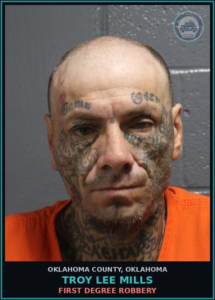 CCW arrest card for Troy Lee Mills in Oklahoma County: TRANSPORTING OPEN CONTAINER - BEER