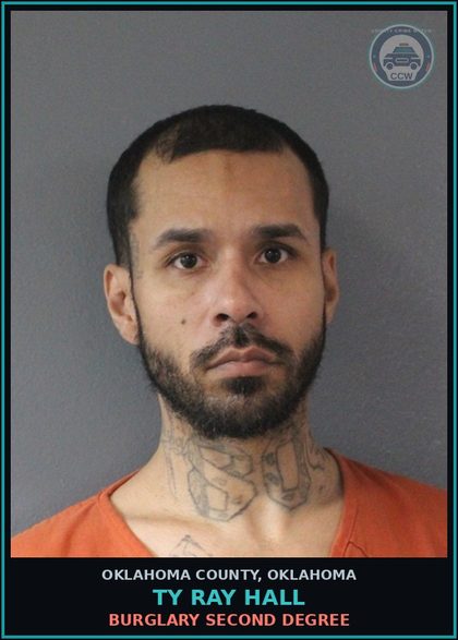CCW arrest card for Ty Ray Hall in Oklahoma County: BURGLARY SECOND DEGREE