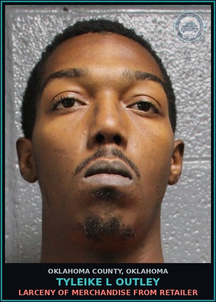 CCW arrest card for Tyleike L Outley in Oklahoma County: LARCENY OF MERCHANDISE FROM RETAILER