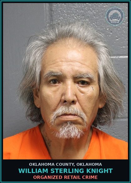 CCW arrest card for William Sterling Knight in Oklahoma County: ORGANIZED RETAIL CRIME