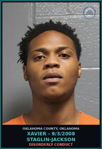 CCW arrest card for Xavier - 9/3/2008 Staglin-Jackson in Oklahoma County: DISORDERLY CONDUCT