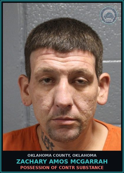 CCW arrest card for Zachary Amos Mcgarrah in Oklahoma County: DRIVING WITH LICENSE CANCELED, SUSPENDED OR REVOKED