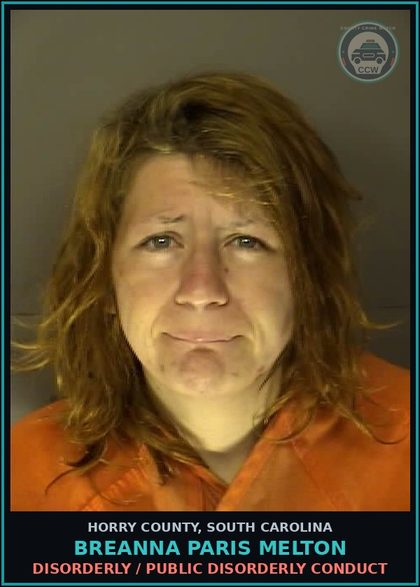 CCW arrest card for Breanna Paris Melton in Horry County: Disorderly / Public disorderly conduct