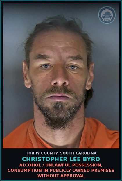 CCW arrest card for Christopher Lee Byrd in Horry County: Trespassing / Entry on another's pasture or other lands after notice