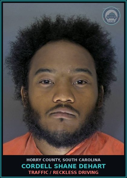 CCW arrest card for Cordell Shane Dehart in Horry County: Traffic / Reckless Driving