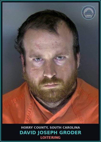 CCW arrest card for David Joseph Groder in Horry County: Loitering