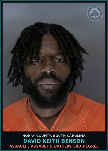 CCW arrest card for David Keith Benson in Horry County: Assault / Assault & Battery 3rd degree