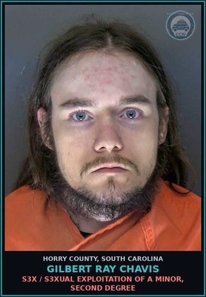 CCW arrest card for Gilbert Ray Chavis in Horry County: s3x / s3xual exploitation of a minor, Second degree