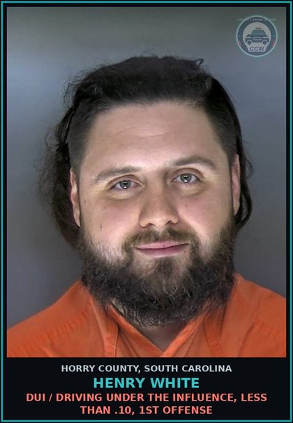 CCW arrest card for Henry White in Horry County: DUI / Driving under the Influence, less than .10, 1st Offense