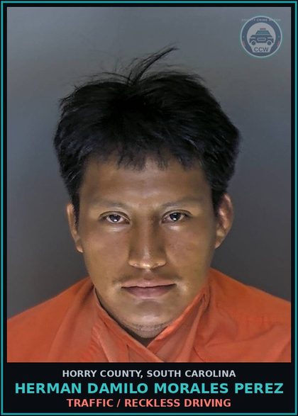 CCW arrest card for Herman Damilo Morales Perez in Horry County: Traffic / Reckless Driving