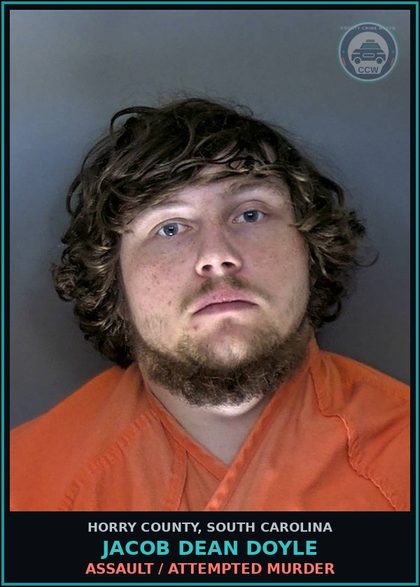 CCW arrest card for Jacob Dean Doyle in Horry County: Weapons / Poss. weapon during violent crime, if not also sentenced to life without parole or death