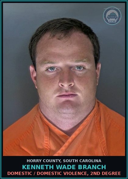 CCW arrest card for Kenneth Wade Branch in Horry County: Domestic / Domestic Violence, 2nd degree