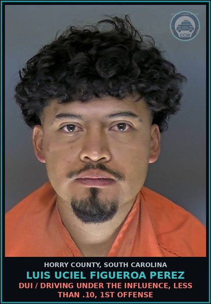 CCW arrest card for Luis Uciel Figueroa Perez in Horry County: DUI / Driving under the Influence, less than .10, 1st Offense