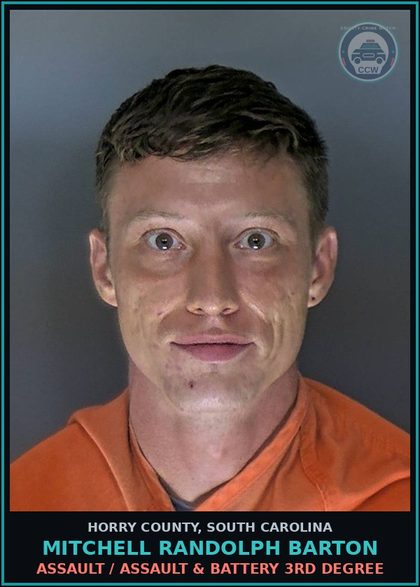 CCW arrest card for Mitchell Randolph Barton in Horry County: Assault / Assault & Battery 3rd degree
