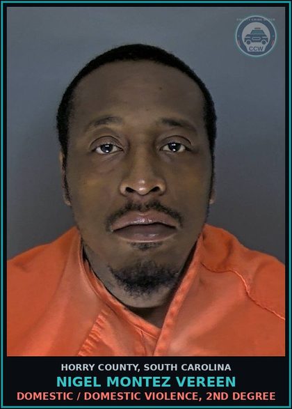 CCW arrest card for Nigel Montez Vereen in Horry County: Domestic / Domestic Violence, 2nd degree