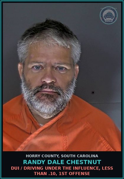 CCW arrest card for Randy Dale Chestnut in Horry County: DUI / Driving under the Influence, less than .10, 1st Offense