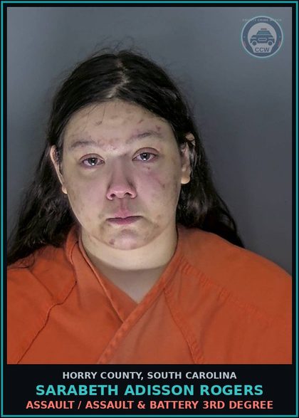 CCW arrest card for Sarabeth Adisson Rogers in Horry County: Assault / Assault & Battery 3rd degree