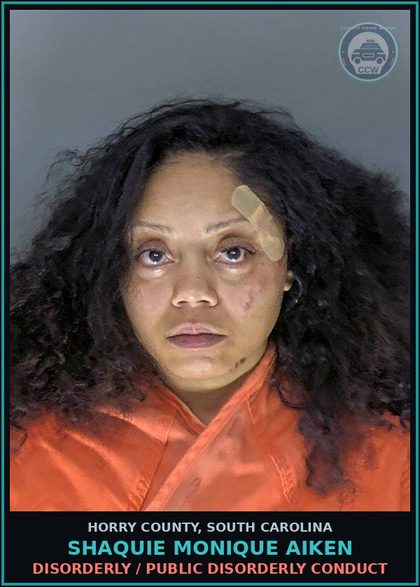 CCW arrest card for Shaquie Monique Aiken in Horry County: Disorderly / Public disorderly conduct