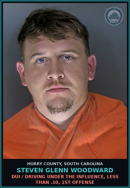 CCW arrest card for Steven Glenn Woodward in Horry County: DUI / Driving under the Influence, less than .10, 1st Offense