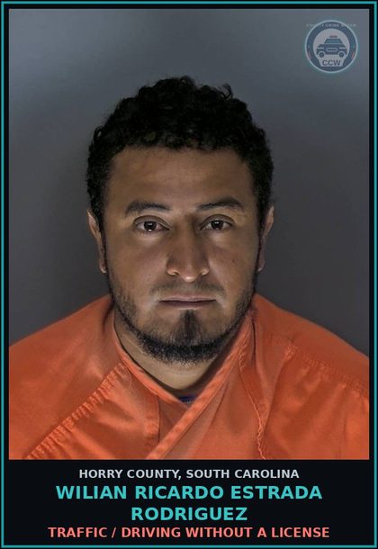CCW arrest card for Wilian Ricardo Estrada Rodriguez in Horry County: Traffic / Driving without a license