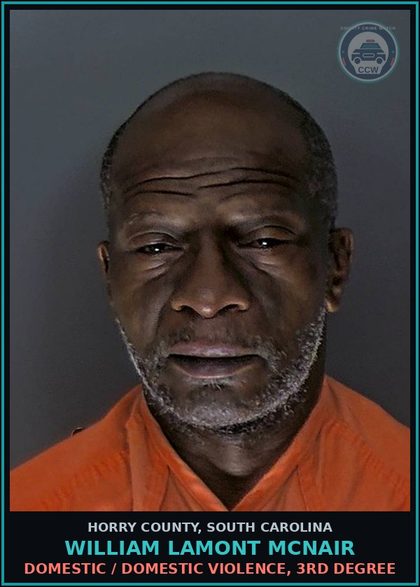 CCW arrest card for William Lamont Mcnair in Horry County: Domestic / Domestic Violence, 3rd degree