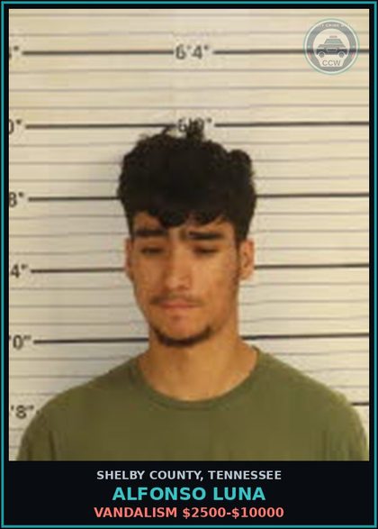 CCW arrest card for ALFONSO LUNA in Shelby County: VANDALISM $2500-$10000