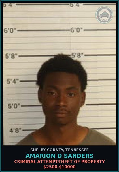 CCW arrest card for AMARION D SANDERS in Shelby County: PETITION TO REVOKE SUSP SENTENCE